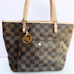 Michael Kors Checkered Brown Tote